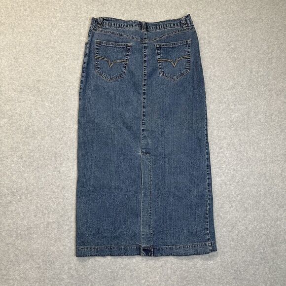 Ethyl Vintage Y2K Long Modest WESTERN Denim Maxi Skirt Size 10‎ Grunge Chambray - Picture 5 of 7